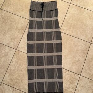 Fashion Nova Vintage OG Grey White Plaid Sweater Maxi Dress